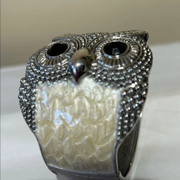 Chic Owl Bangle, Silver & Cream Owl - Picture 5 of 10